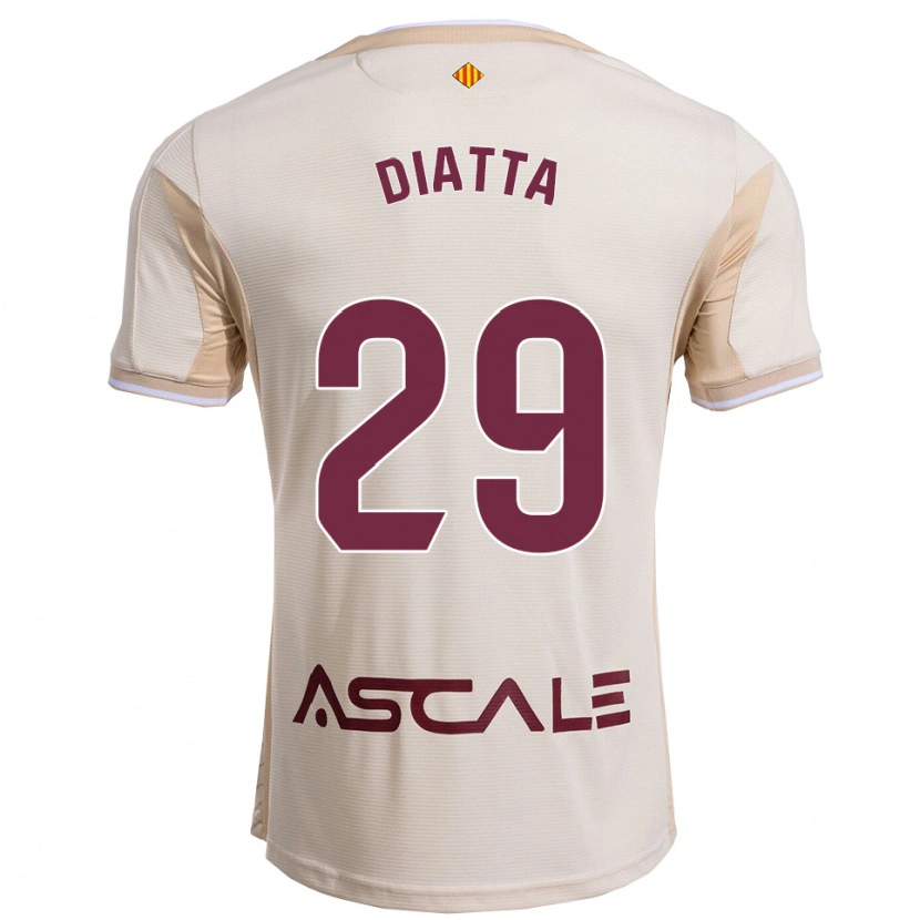Danxen Kinder Alassane Diatta #29 Cremeweiß Burgunderrot Auswärtstrikot Trikot 2025/26 T-Shirt