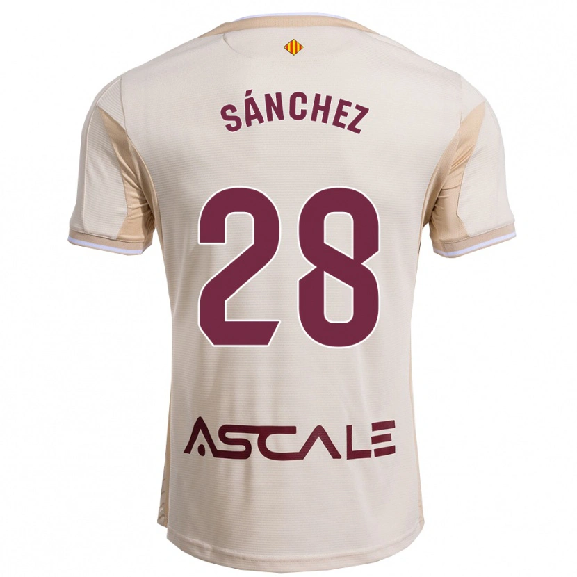 Danxen Kinder Joel Sánchez #28 Cremeweiß Burgunderrot Auswärtstrikot Trikot 2025/26 T-Shirt