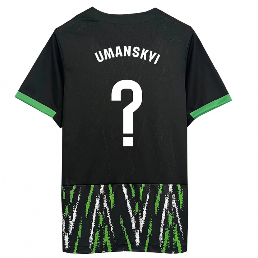 Danxen Kinder Volodymyr Umanskyi #0 Schwarz Grün Auswärtstrikot Trikot 2025/26 T-Shirt