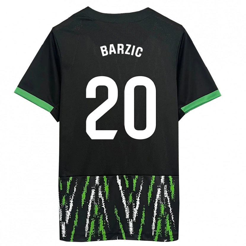 Danxen Kinder Matia Barzic #20 Schwarz Grün Auswärtstrikot Trikot 2025/26 T-Shirt