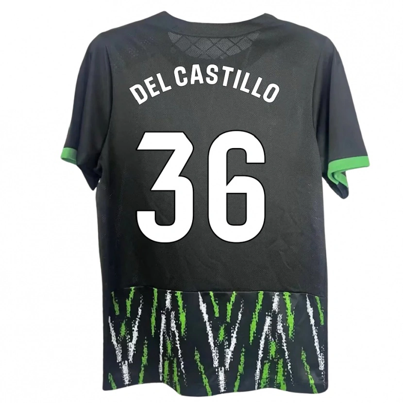 Danxen Kinder Gonzalo Del Castillo #36 Schwarz Grün Auswärtstrikot Trikot 2025/26 T-Shirt