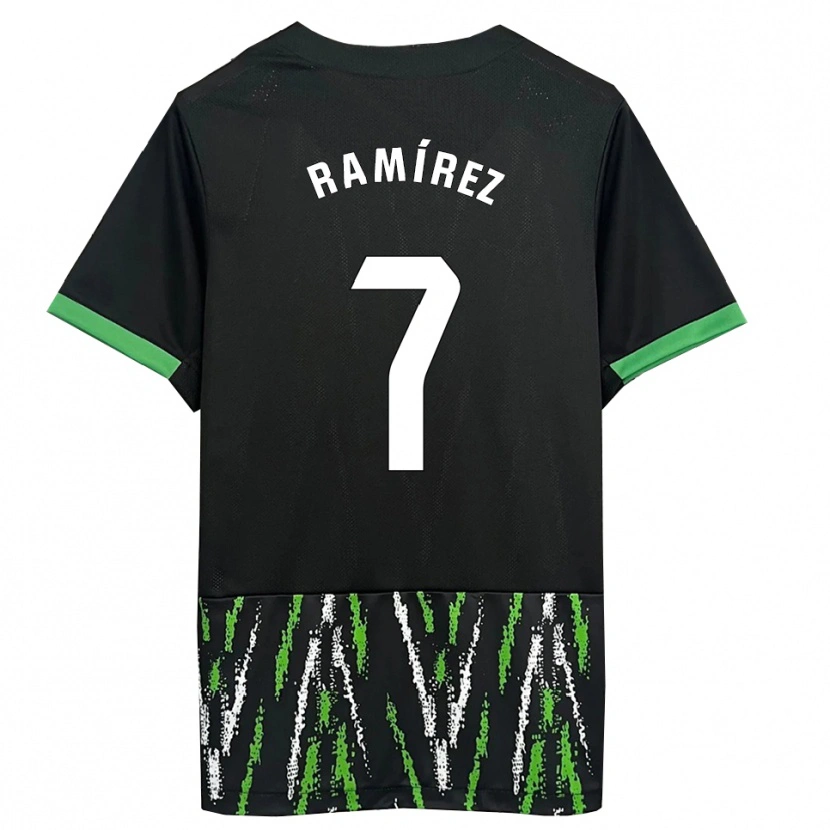 Danxen Kinder Jalmar Ramírez #7 Schwarz Grün Auswärtstrikot Trikot 2025/26 T-Shirt