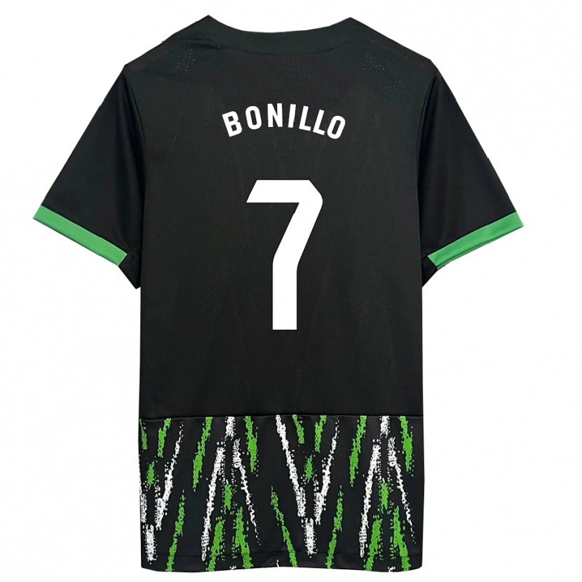 Danxen Kinder Haizam Bonillo #7 Schwarz Grün Auswärtstrikot Trikot 2025/26 T-Shirt