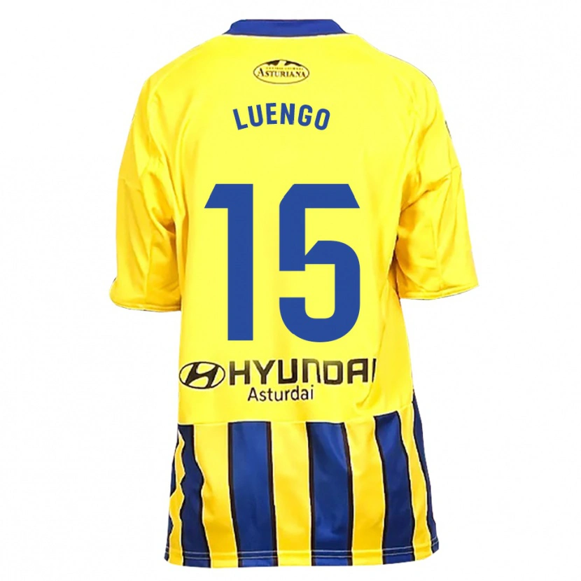 Danxen Kinder Oier Luengo #15 Gelb Blau Auswärtstrikot Trikot 2025/26 T-Shirt