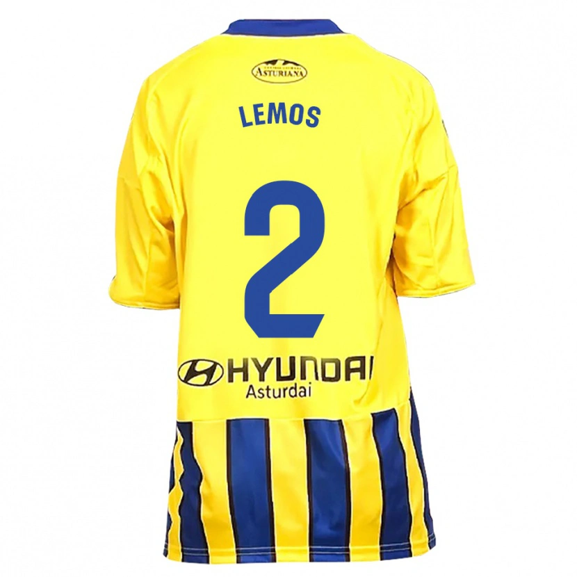 Danxen Kinder Álvaro Lemos #2 Gelb Blau Auswärtstrikot Trikot 2025/26 T-Shirt
