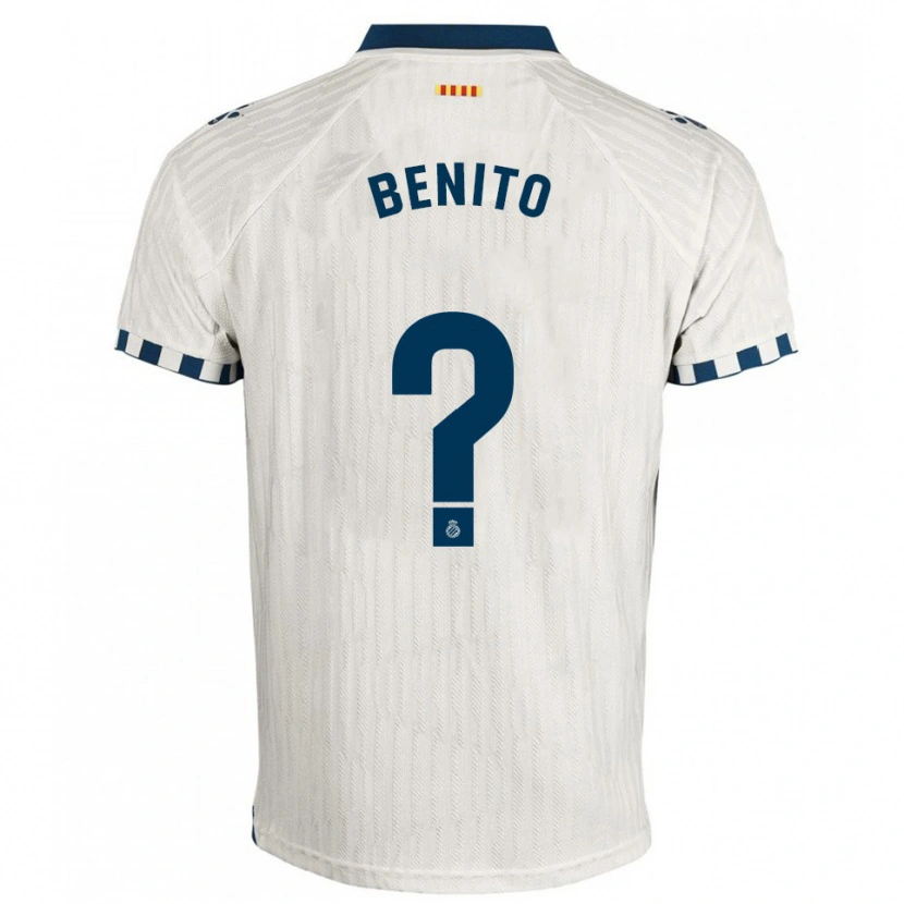 Danxen Kinder Adrià Benito #0 Weiß Blau Auswärtstrikot Trikot 2025/26 T-Shirt