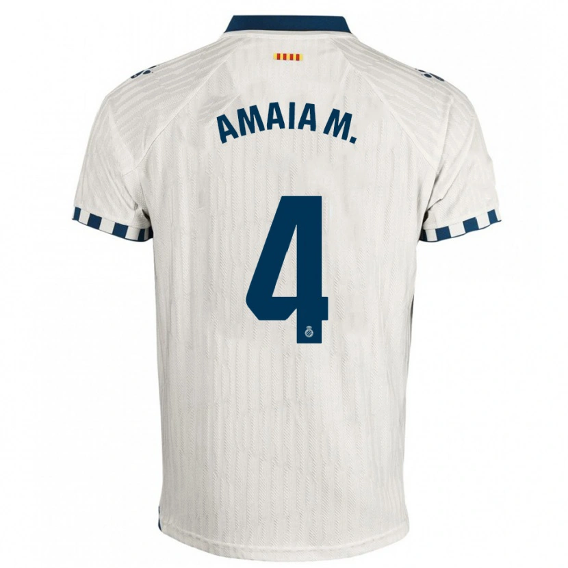 Danxen Kinder Amaia Martínez De La Peña #4 Weiß Blau Auswärtstrikot Trikot 2025/26 T-Shirt