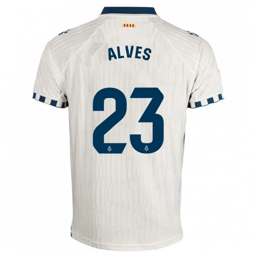 Danxen Kinder Lucas Alves #23 Weiß Blau Auswärtstrikot Trikot 2025/26 T-Shirt