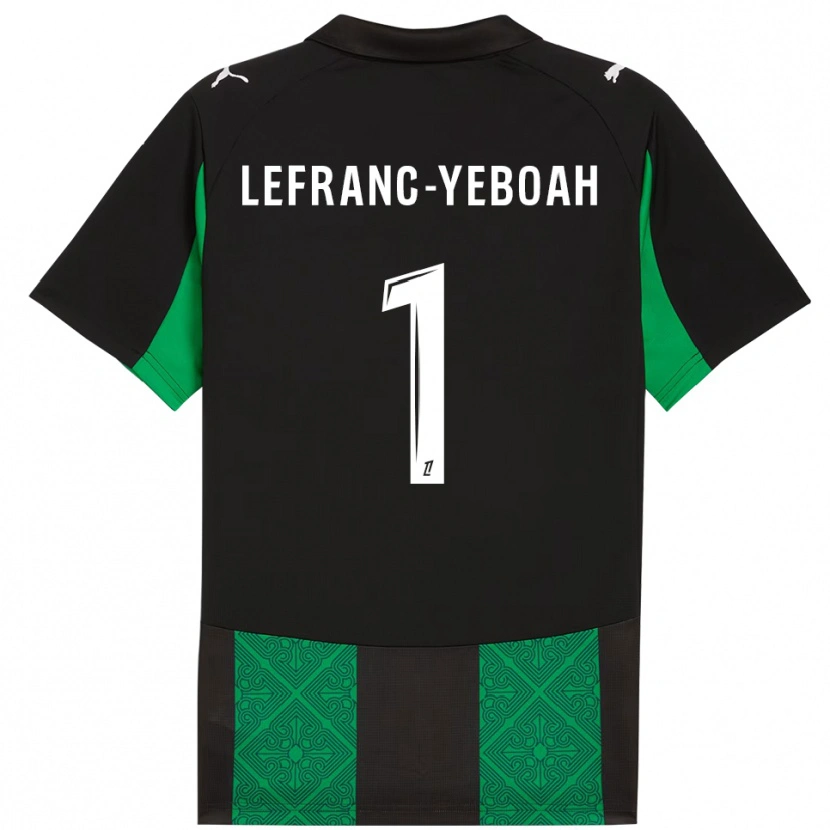 Danxen Kinder Daïvy Lefranc-Yeboah #1 Schwarz Grün Auswärtstrikot Trikot 2025/26 T-Shirt