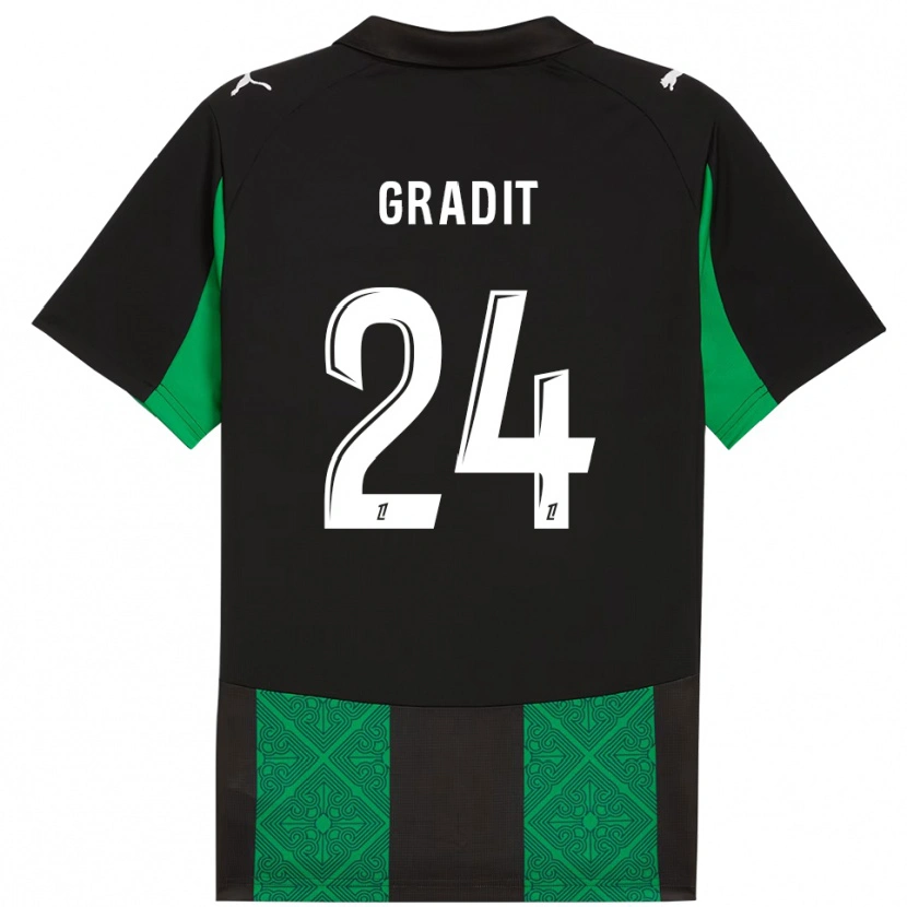 Danxen Kinder Jonathan Gradit #24 Schwarz Grün Auswärtstrikot Trikot 2025/26 T-Shirt