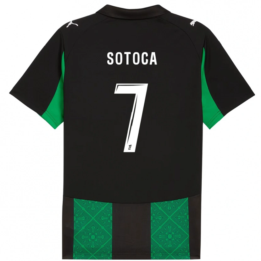 Danxen Kinder Florian Sotoca #7 Schwarz Grün Auswärtstrikot Trikot 2025/26 T-Shirt