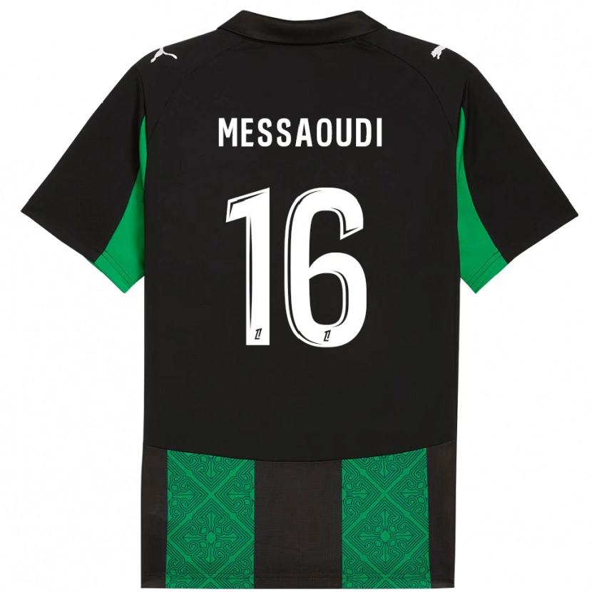 Danxen Kinder Fedwan Messaoudi #16 Schwarz Grün Auswärtstrikot Trikot 2025/26 T-Shirt