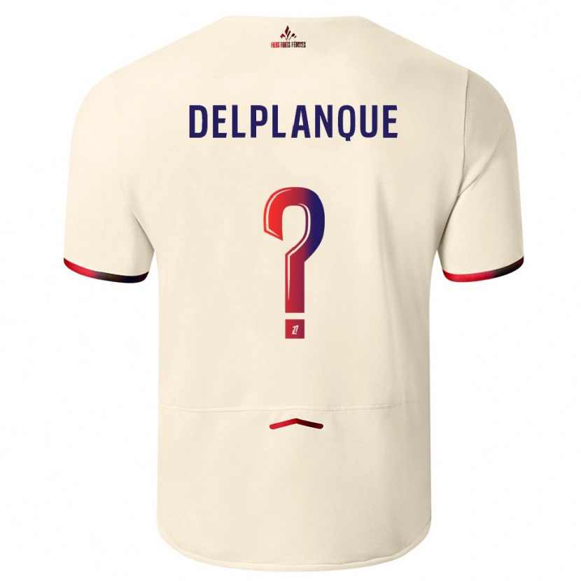 Danxen Kinder Gaël Delplanque #0 Cremeweiß Rot Auswärtstrikot Trikot 2025/26 T-Shirt