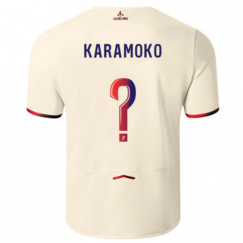 Danxen Kinder Ibrahim Karamoko #0 Cremeweiß Rot Auswärtstrikot Trikot 2025/26 T-Shirt