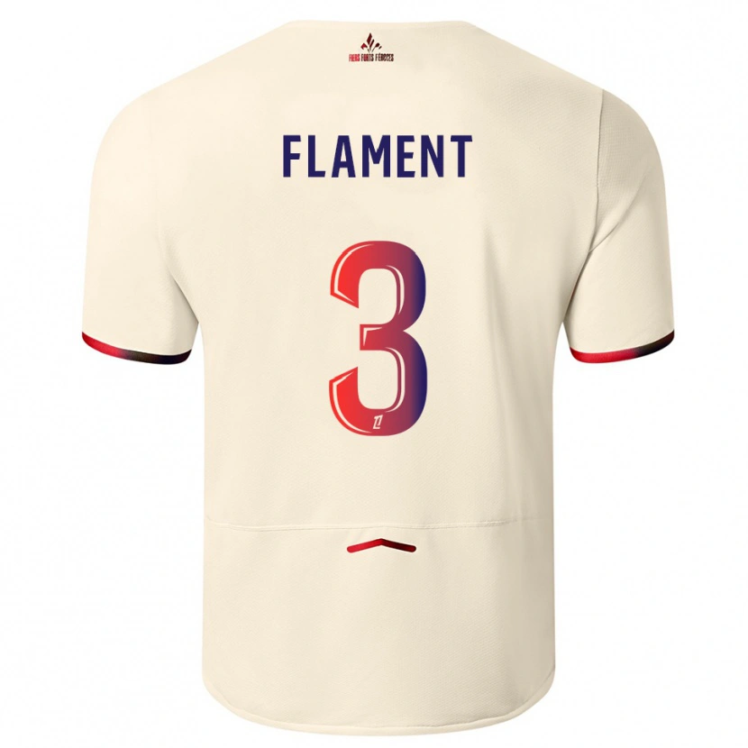 Danxen Kinder Corentin Flament #3 Cremeweiß Rot Auswärtstrikot Trikot 2025/26 T-Shirt