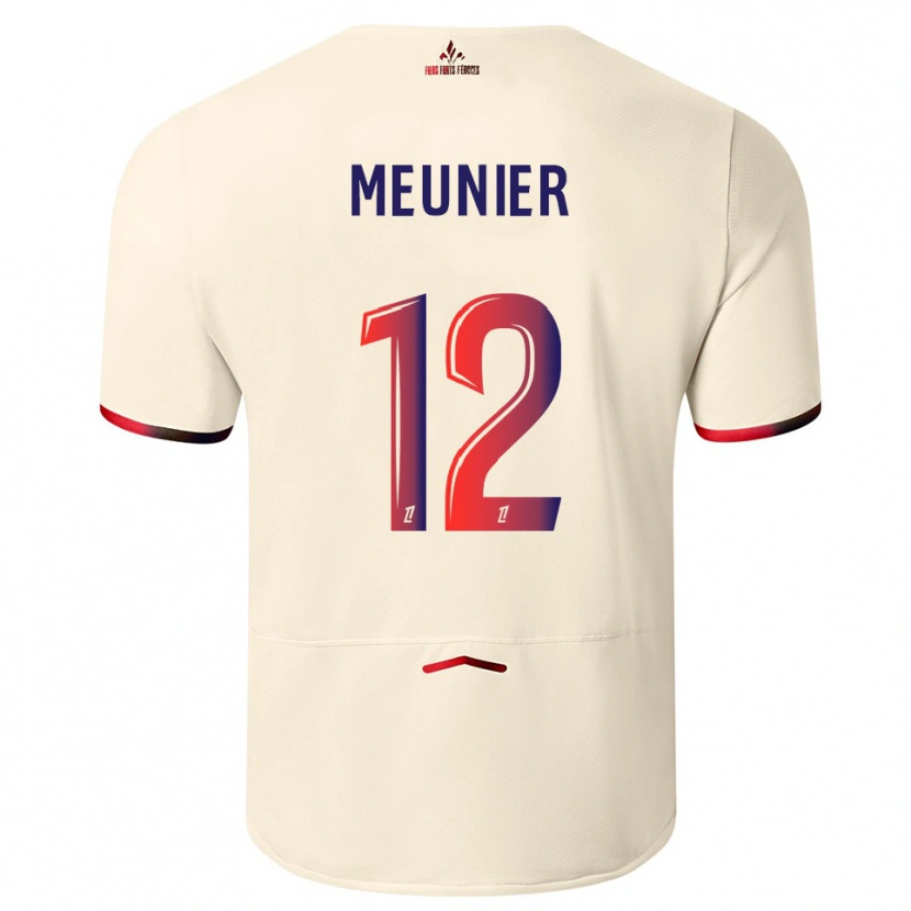 Danxen Kinder Thomas Meunier #12 Cremeweiß Rot Auswärtstrikot Trikot 2025/26 T-Shirt