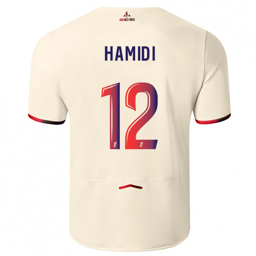 Danxen Kinder Kamel Hamidi #12 Cremeweiß Rot Auswärtstrikot Trikot 2025/26 T-Shirt