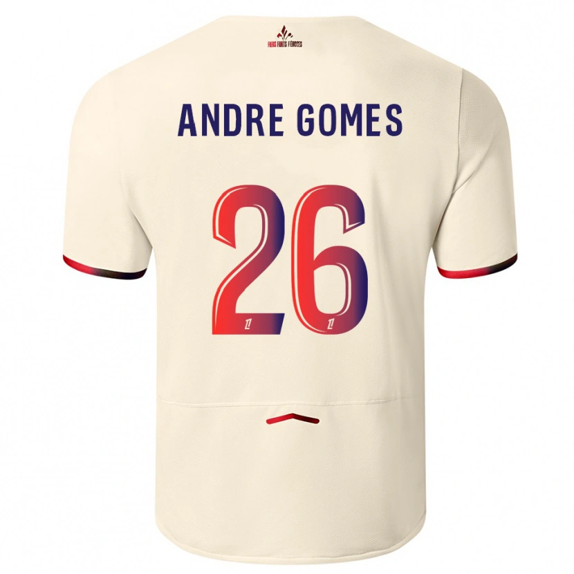 Danxen Kinder André Gomes #26 Cremeweiß Rot Auswärtstrikot Trikot 2025/26 T-Shirt
