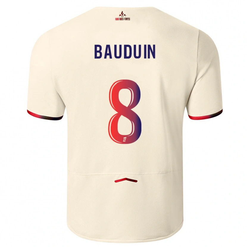 Danxen Kinder Justine Bauduin #8 Cremeweiß Rot Auswärtstrikot Trikot 2025/26 T-Shirt