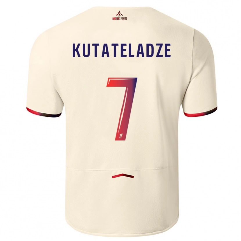 Danxen Kinder Alexandre Kutateladze #7 Cremeweiß Rot Auswärtstrikot Trikot 2025/26 T-Shirt