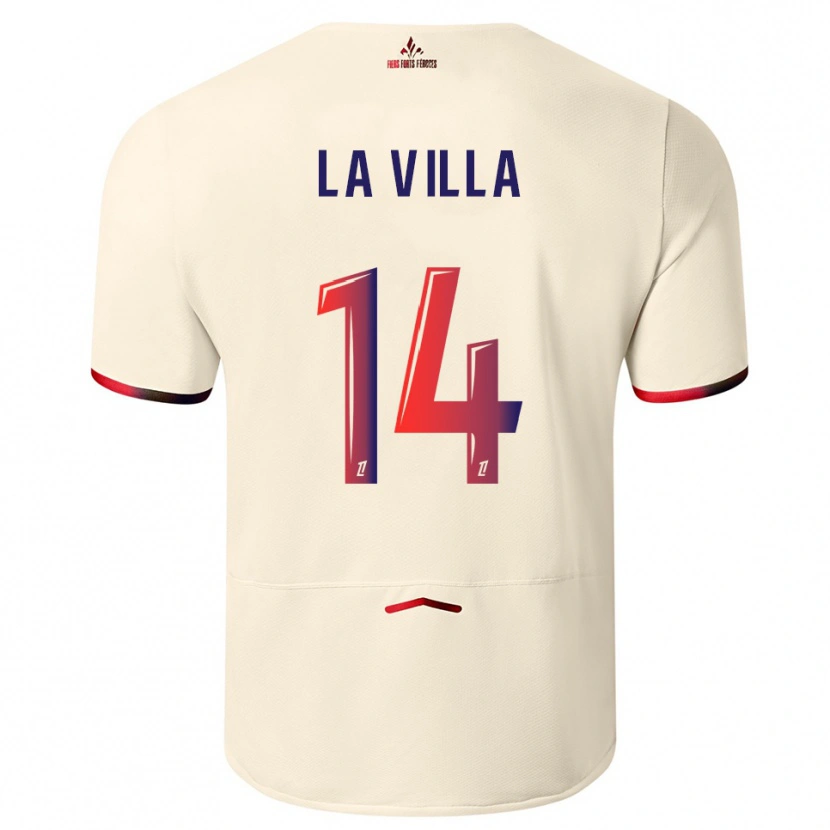 Danxen Kinder Caroline La Villa #14 Cremeweiß Rot Auswärtstrikot Trikot 2025/26 T-Shirt