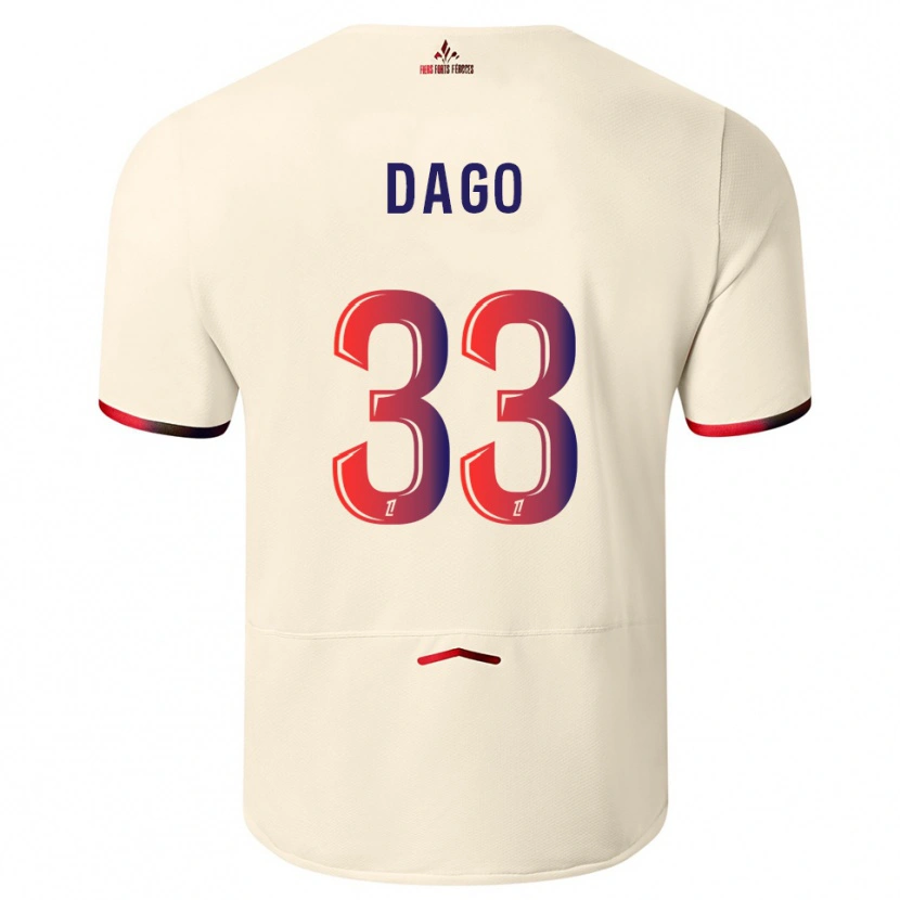 Danxen Kinder Trévis Dago #33 Cremeweiß Rot Auswärtstrikot Trikot 2025/26 T-Shirt