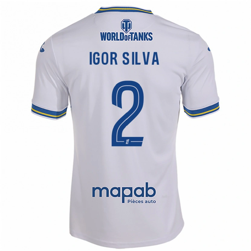 Danxen Kinder Igor Silva #2 Weiß Himmelblau Auswärtstrikot Trikot 2025/26 T-Shirt