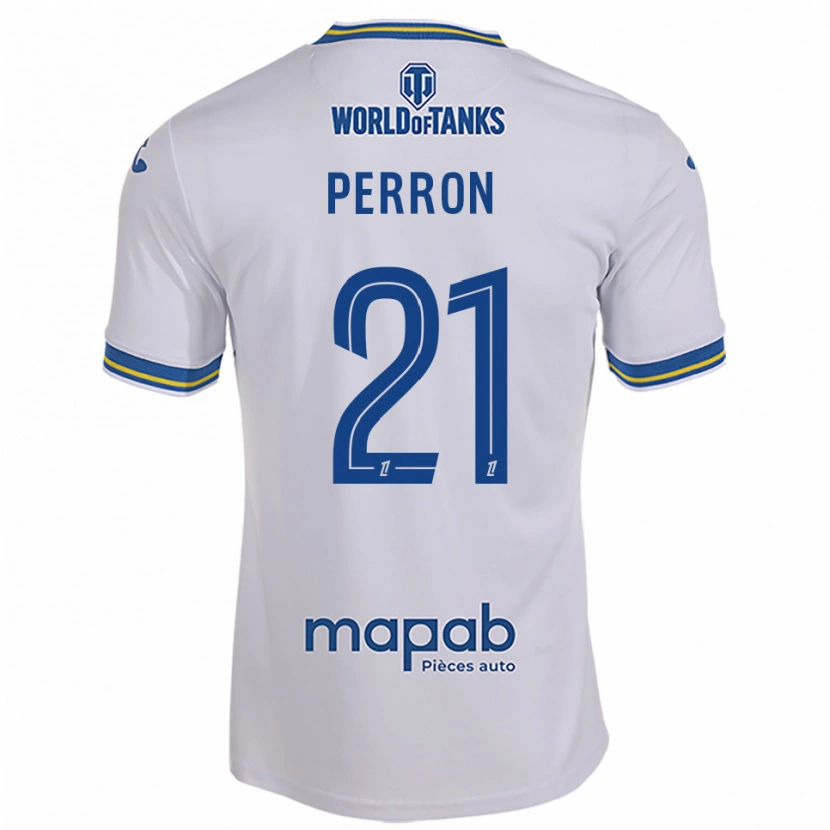 Danxen Kinder Angéline Perron #21 Weiß Himmelblau Auswärtstrikot Trikot 2025/26 T-Shirt