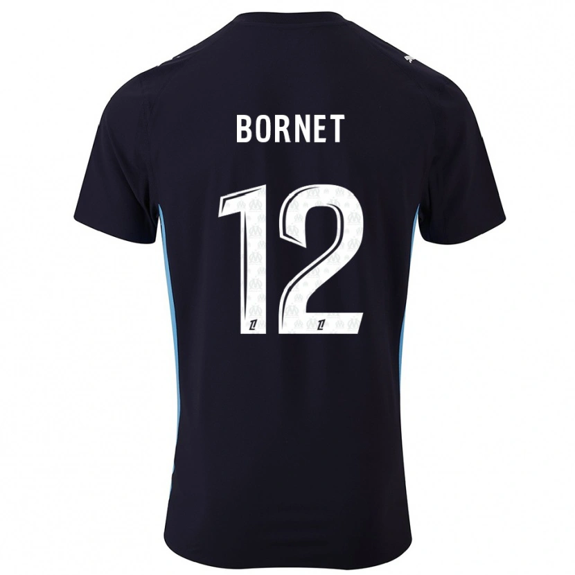 Danxen Kinder Camille Bornet #12 Schwarz Himmelblau Auswärtstrikot Trikot 2025/26 T-Shirt