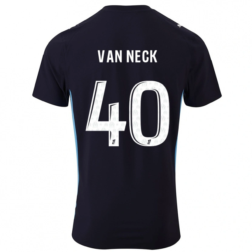 Danxen Kinder Jelle Van Neck #40 Schwarz Himmelblau Auswärtstrikot Trikot 2025/26 T-Shirt
