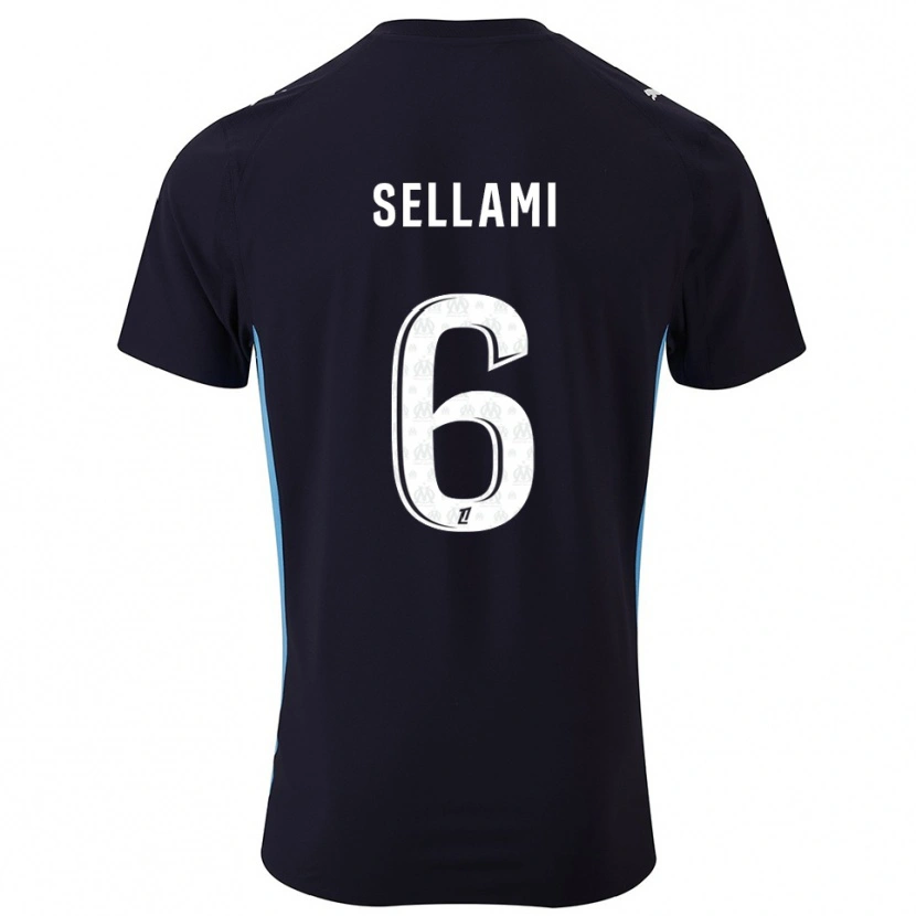 Danxen Kinder Yanis Sellami #6 Schwarz Himmelblau Auswärtstrikot Trikot 2025/26 T-Shirt