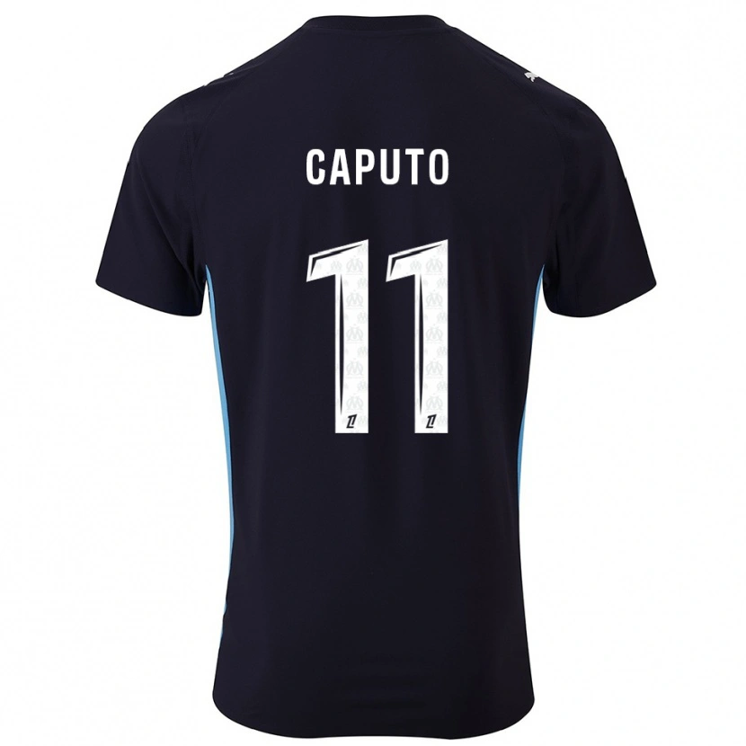 Danxen Kinder Cindy Caputo #11 Schwarz Himmelblau Auswärtstrikot Trikot 2025/26 T-Shirt