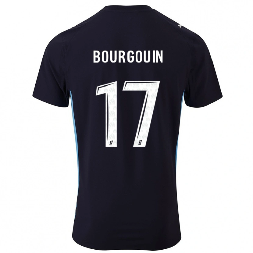 Danxen Kinder Laura Bourgouin #17 Schwarz Himmelblau Auswärtstrikot Trikot 2025/26 T-Shirt