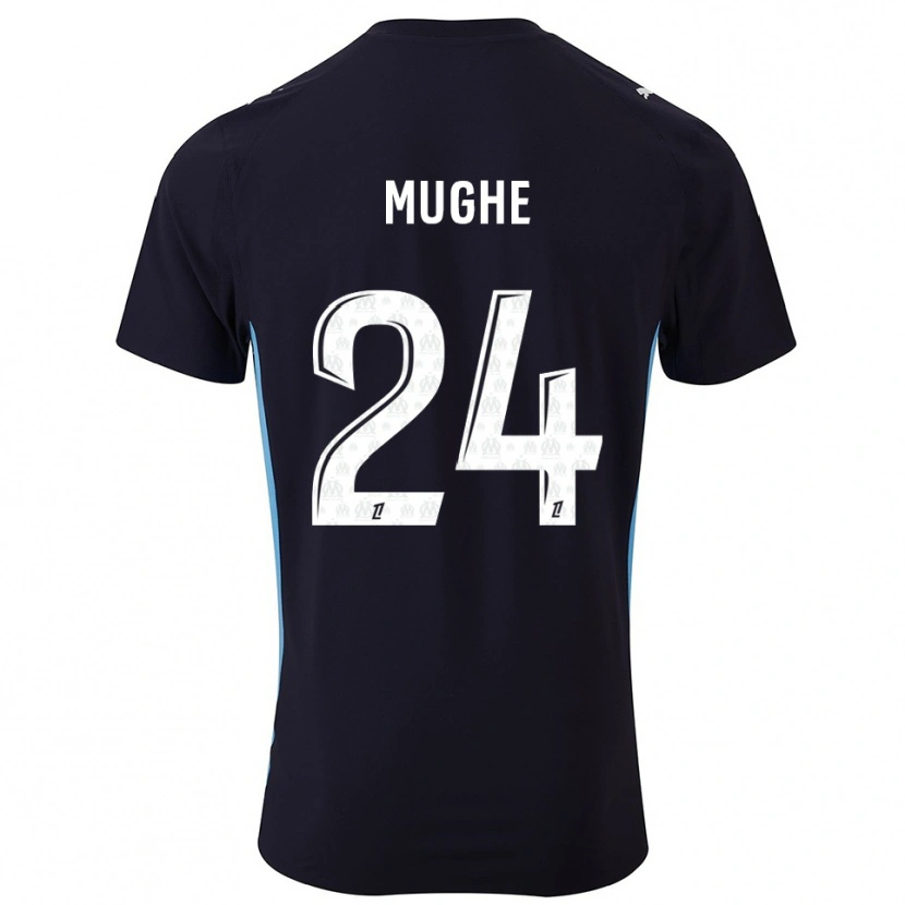 Danxen Kinder François Mughe #24 Schwarz Himmelblau Auswärtstrikot Trikot 2025/26 T-Shirt