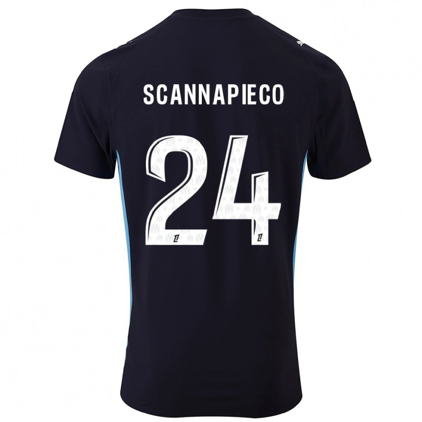 Danxen Kinder Dona Scannapieco #24 Schwarz Himmelblau Auswärtstrikot Trikot 2025/26 T-Shirt
