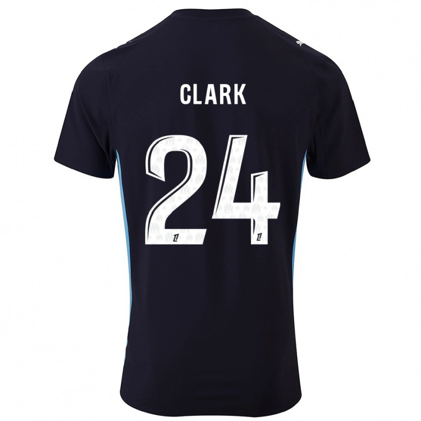 Danxen Kinder Ashley Clark #24 Schwarz Himmelblau Auswärtstrikot Trikot 2025/26 T-Shirt
