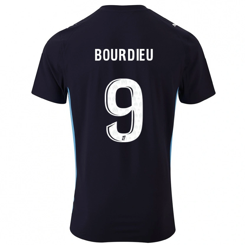 Danxen Kinder Mathilde Bourdieu #9 Schwarz Himmelblau Auswärtstrikot Trikot 2025/26 T-Shirt