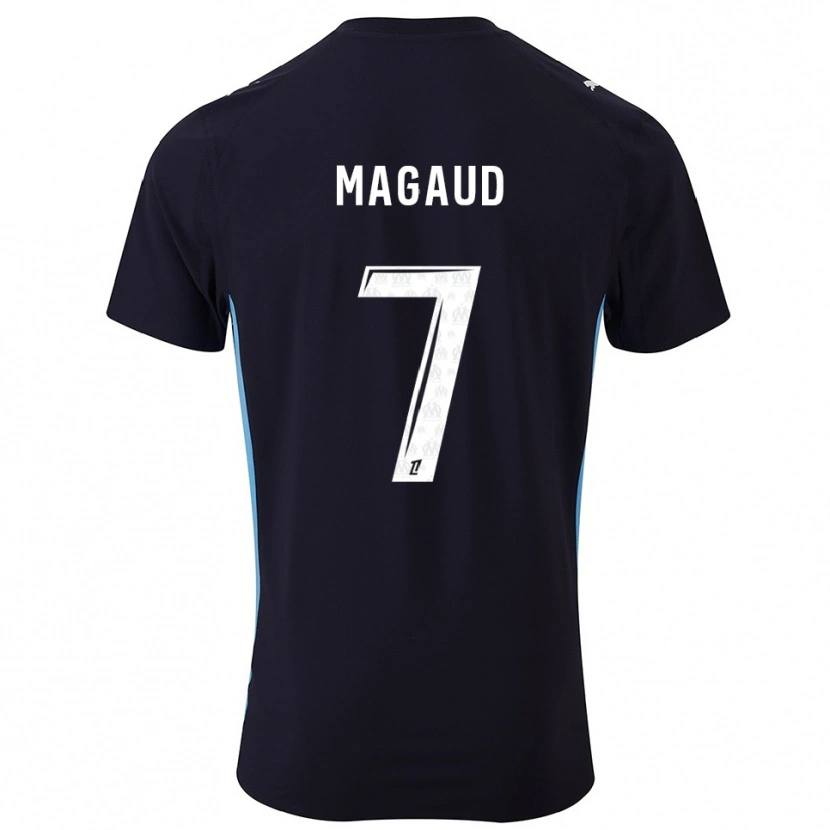 Danxen Kinder Kyle Magaud #7 Schwarz Himmelblau Auswärtstrikot Trikot 2025/26 T-Shirt