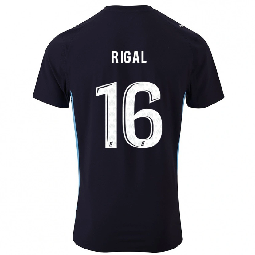 Danxen Kinder Pablo Rigal #16 Schwarz Himmelblau Auswärtstrikot Trikot 2025/26 T-Shirt