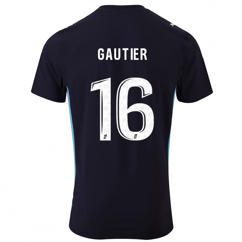Danxen Kinder Elisa Gautier #16 Schwarz Himmelblau Auswärtstrikot Trikot 2025/26 T-Shirt