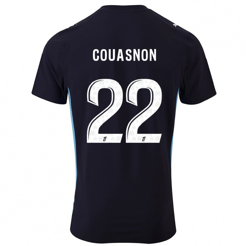 Danxen Kinder Roxane Couasnon #22 Schwarz Himmelblau Auswärtstrikot Trikot 2025/26 T-Shirt