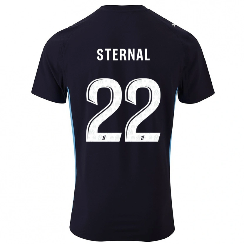 Danxen Kinder Enzo Sternal #22 Schwarz Himmelblau Auswärtstrikot Trikot 2025/26 T-Shirt