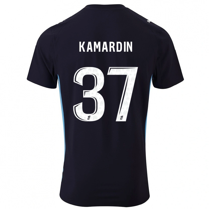 Danxen Kinder Aaron Kamardin #37 Schwarz Himmelblau Auswärtstrikot Trikot 2025/26 T-Shirt