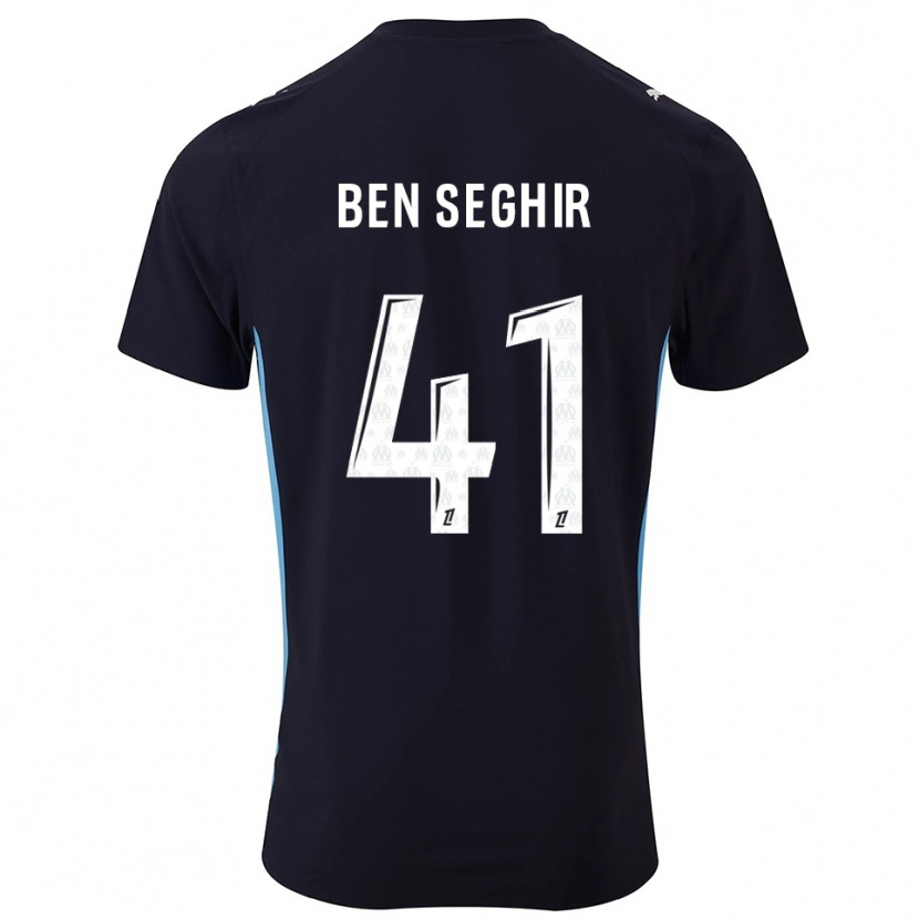 Danxen Kinder Salim Ben Seghir #41 Schwarz Himmelblau Auswärtstrikot Trikot 2025/26 T-Shirt