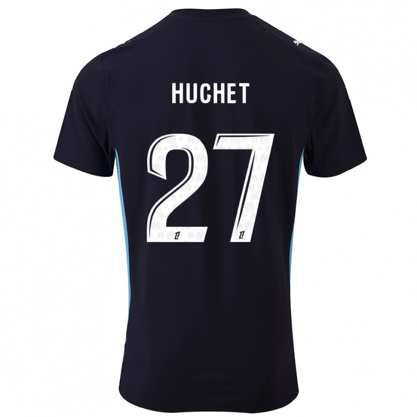 Danxen Kinder Sarah Huchet #27 Schwarz Himmelblau Auswärtstrikot Trikot 2025/26 T-Shirt