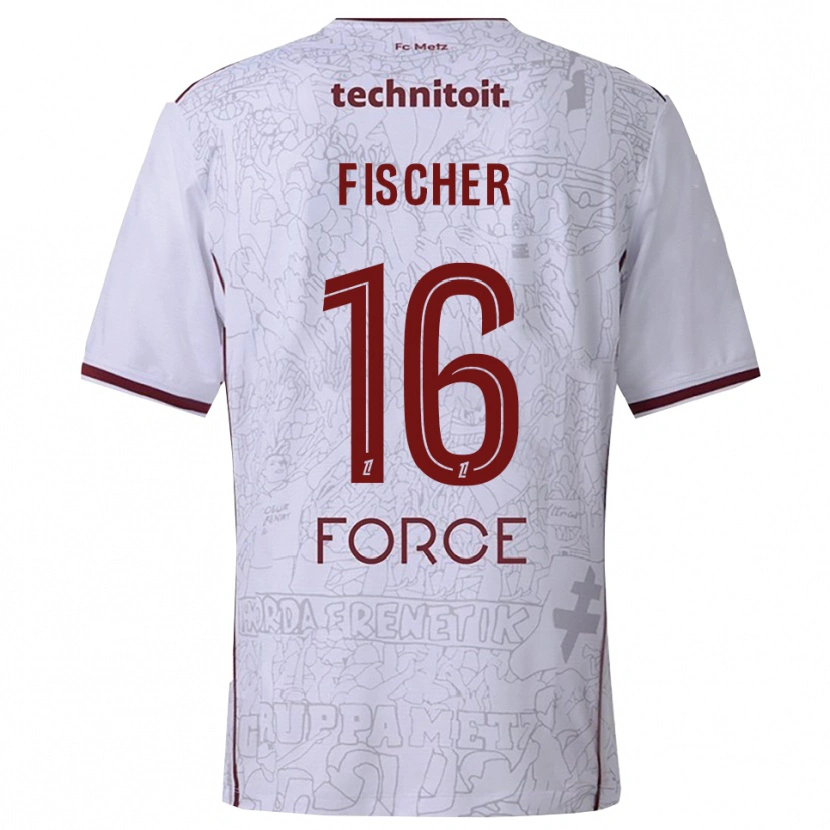 Danxen Kinder Jonathan Fischer #16 Weiß Burgunderrot Auswärtstrikot Trikot 2025/26 T-Shirt