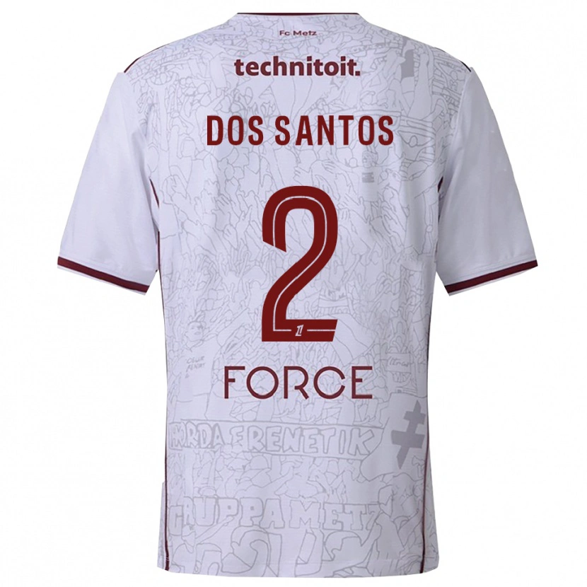 Danxen Kinder Tahirys Dos Santos #2 Weiß Burgunderrot Auswärtstrikot Trikot 2025/26 T-Shirt