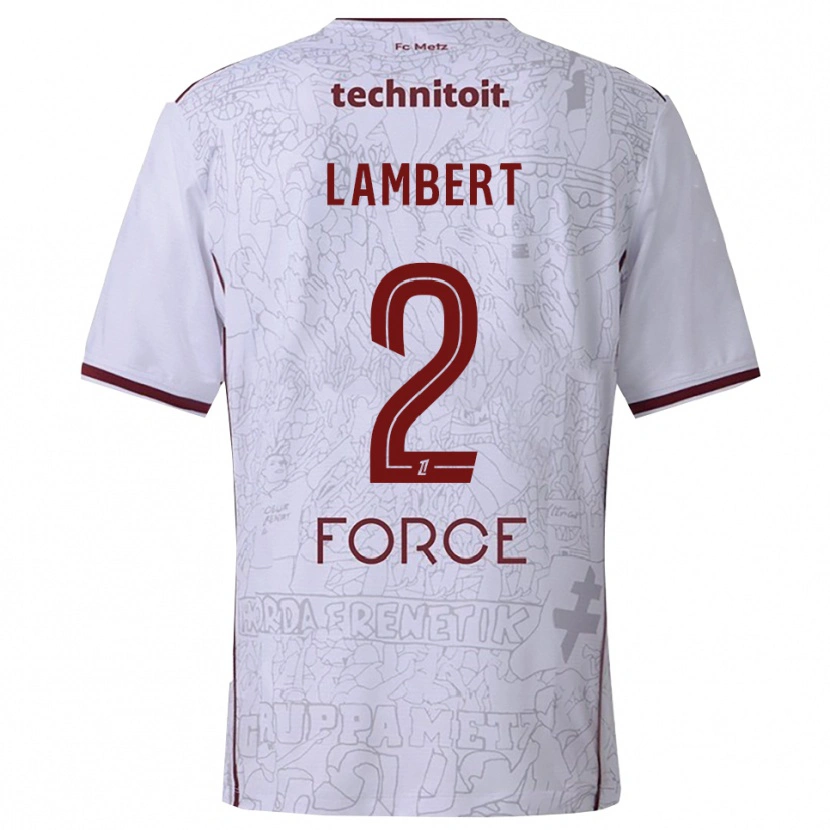 Danxen Kinder Anaïs Lambert #2 Weiß Burgunderrot Auswärtstrikot Trikot 2025/26 T-Shirt