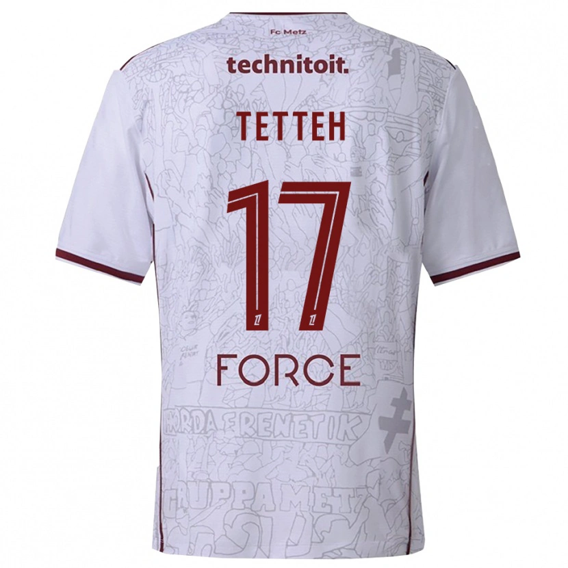 Danxen Kinder Benjamin Tetteh #17 Weiß Burgunderrot Auswärtstrikot Trikot 2025/26 T-Shirt