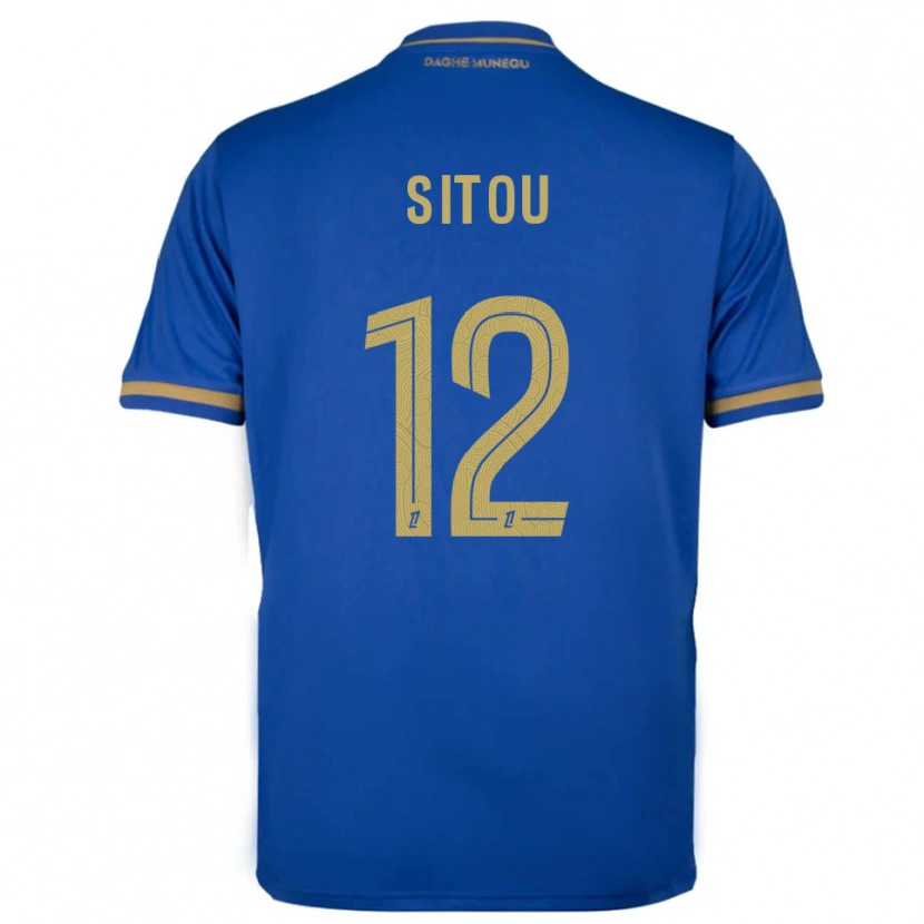 Danxen Kinder Kévin Sitou #12 Blau Gold Auswärtstrikot Trikot 2025/26 T-Shirt